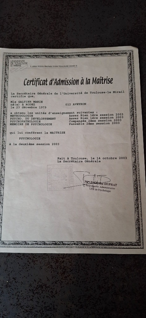 photo diplome Marie Galtier