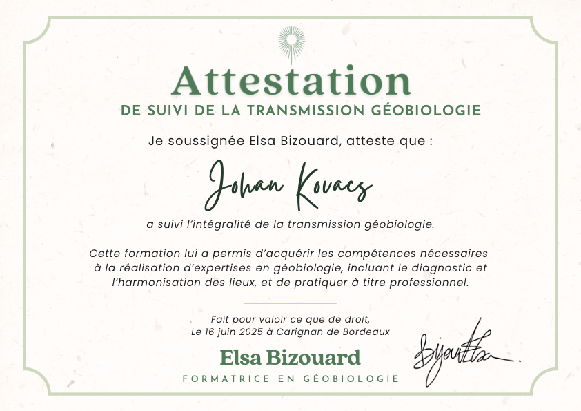 photo diplome Johan KOVACS - Geobyo
