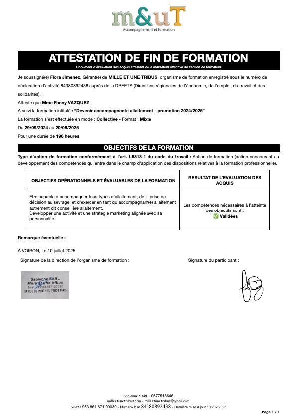 photo diplome Lait Sein Ciel