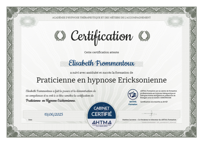 photo diplome Elisabeth FROMMENTOUX COIFFARD