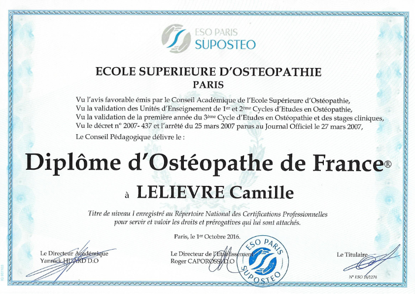 photo diplome Camille lelievre