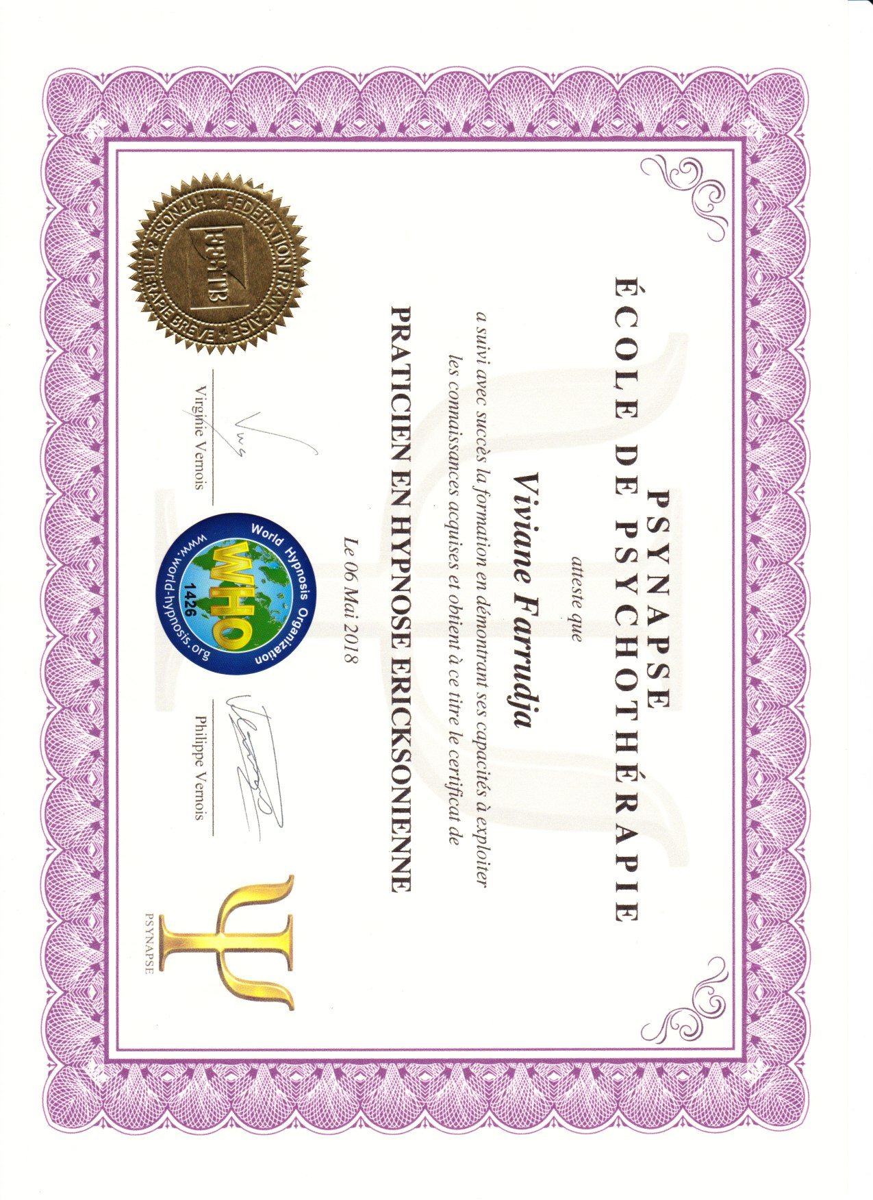 photo diplome Viviane Farrudja