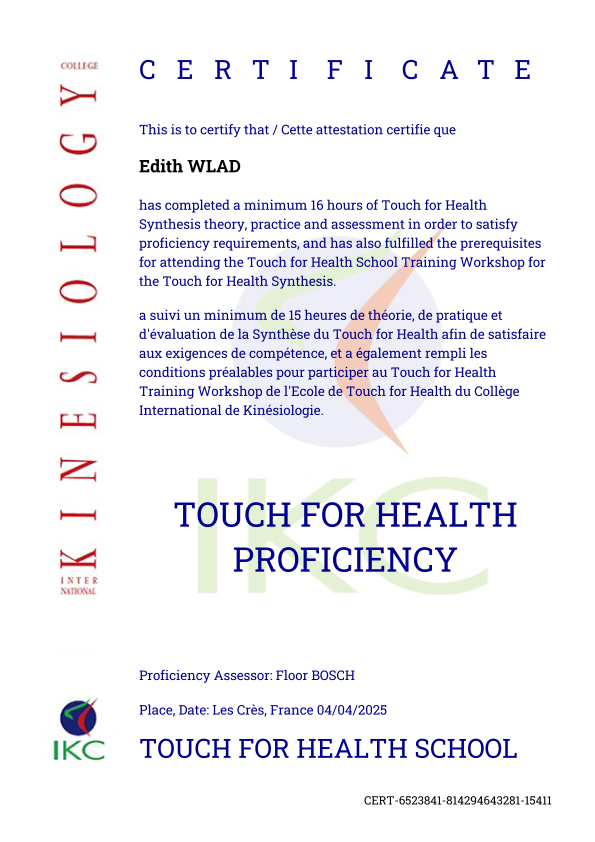 photo diplome Le bien être tout simplement 