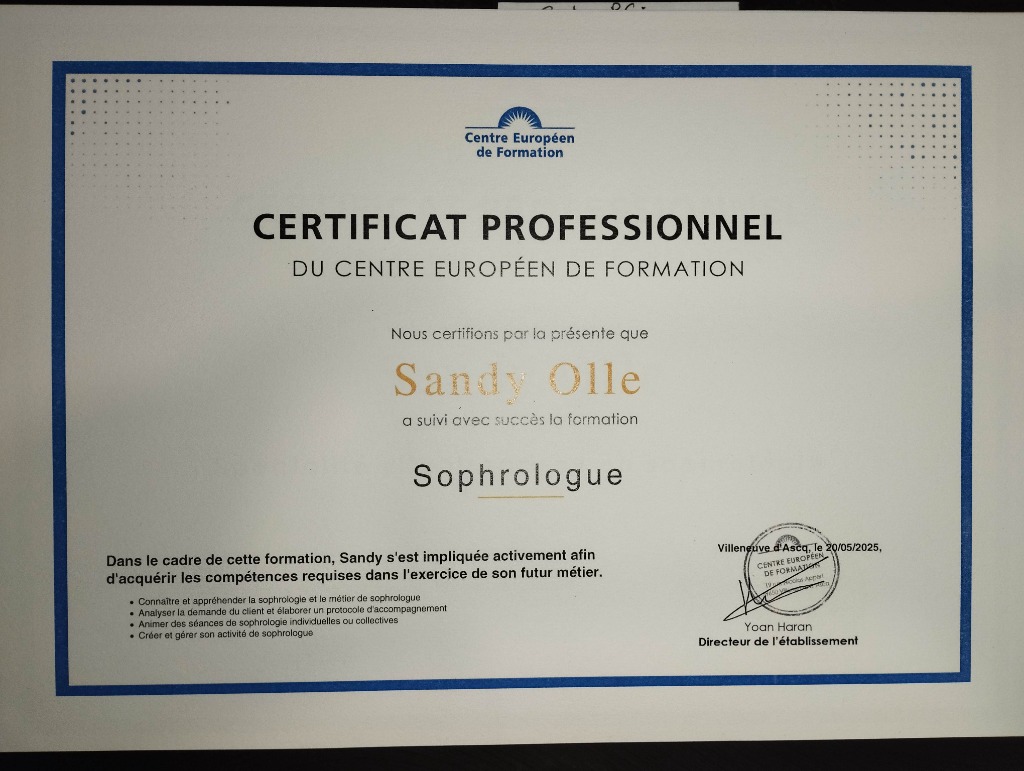 photo diplome Sandy OLLE