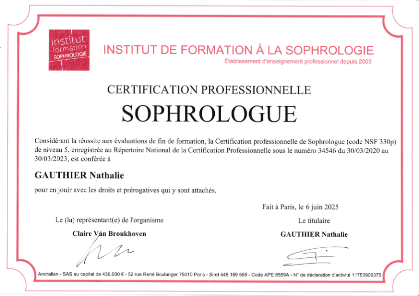 photo diplome Nathalie Gauthier