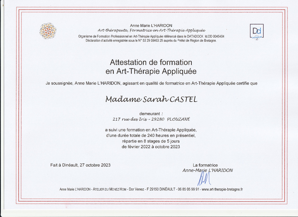 photo diplome Sarah Castel