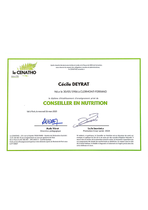 photo diplome Conscience Nutrition