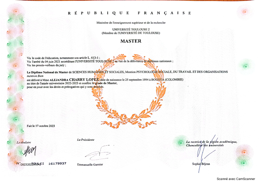 photo diplome Alejandra CHARRY LOPEZ