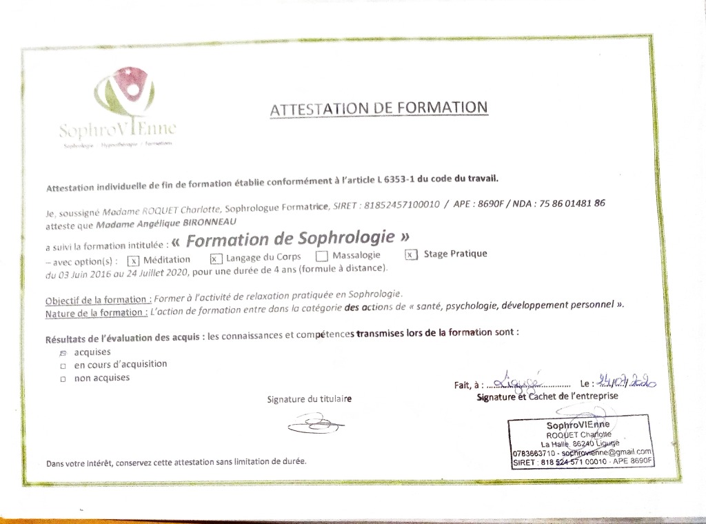 photo diplome Angélique