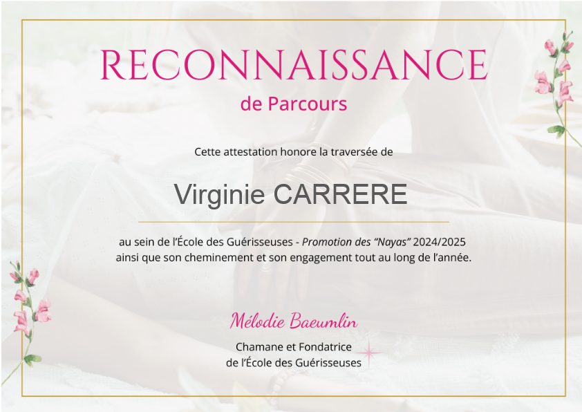 photo diplome Virginie CARRERE - Cristal de Roche 