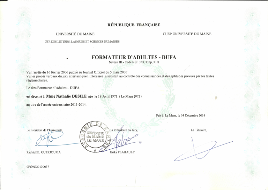 photo diplome Nathalie DESILE