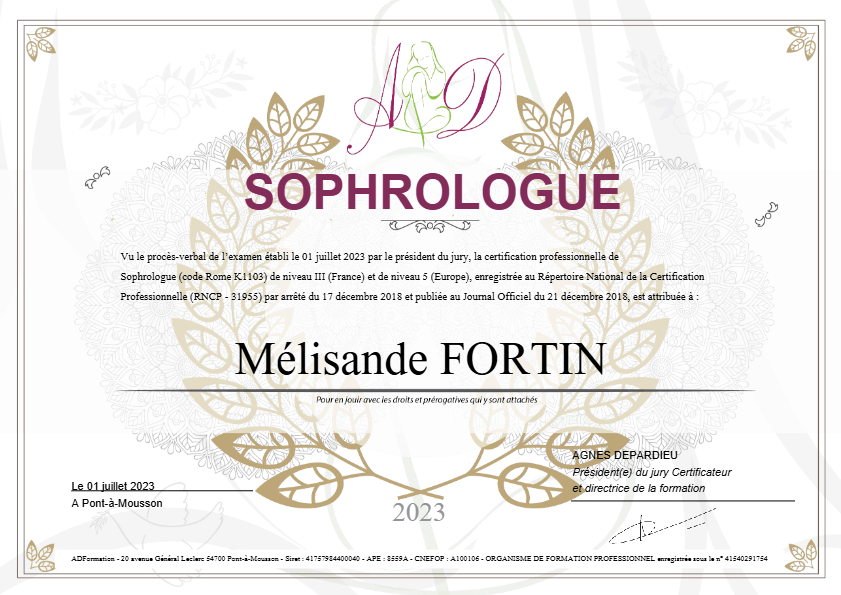 photo diplome Mélisande Fortin