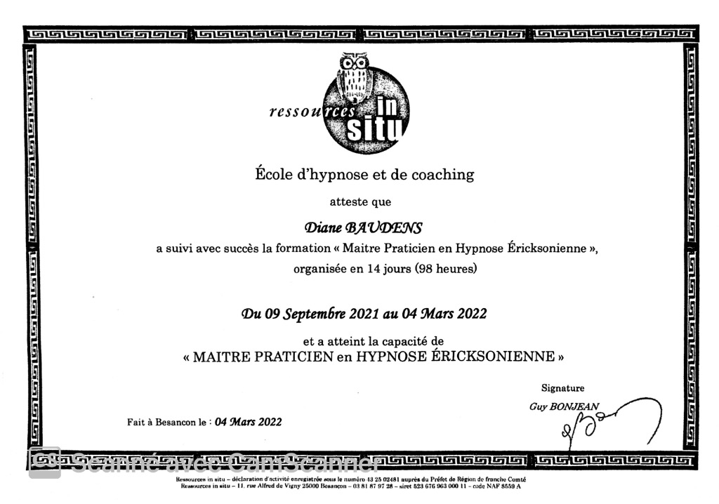 photo diplome Diane Baudens