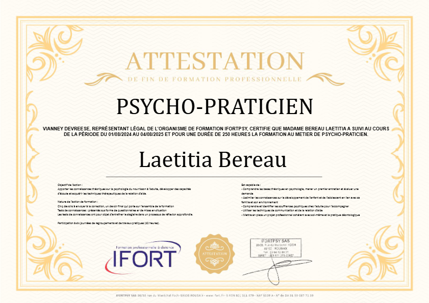 photo diplome Béreau Laëtitia