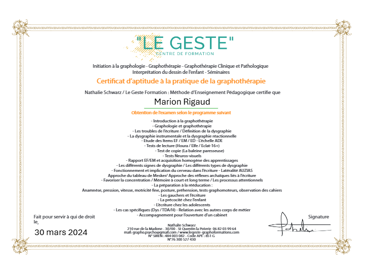 photo diplome Marion eliezer rigaud