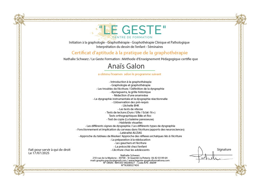photo diplome Anaïs Galon