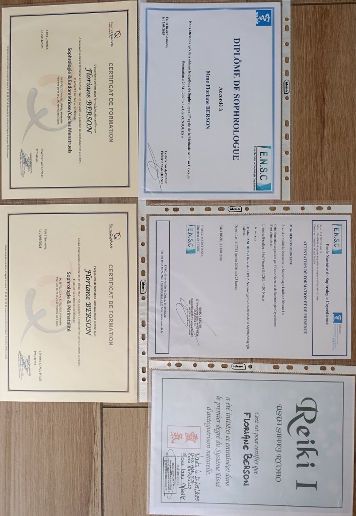photo diplome Cabinet de Sophrologie Caycédienne Floriane Berson