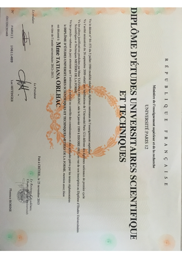 photo diplome Tatiana Orlhac