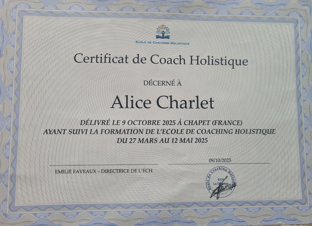 photo diplome Alice CHARLET- La liberté d’Être