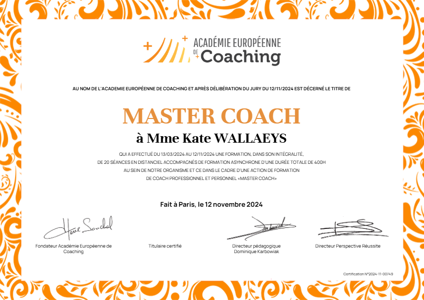 photo diplome Kate WALLAEYS - Business coach pour atypiques