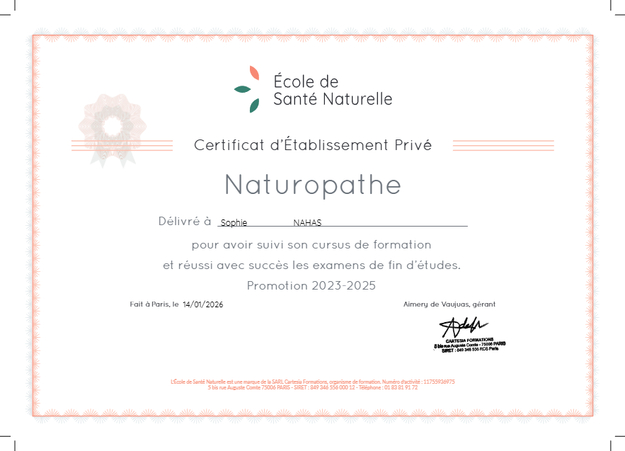 photo diplome Sophie Nahas