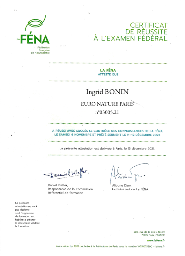 photo diplome Ingrid Bonin