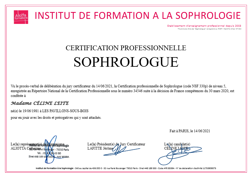 photo diplome Céline LEITE