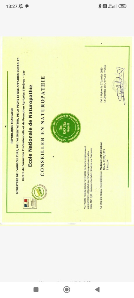 photo diplome Sabine Lefevre