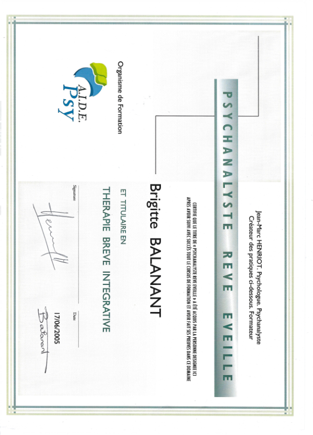 photo diplome Brigitte Balanant