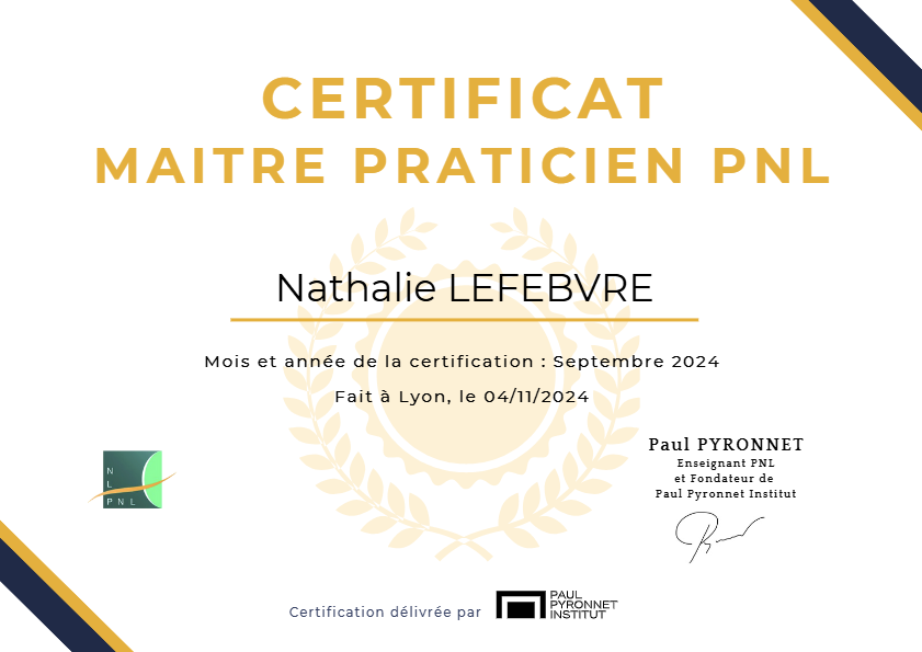 photo diplome NLD NUTRITION Nathalie LEFEBVRE