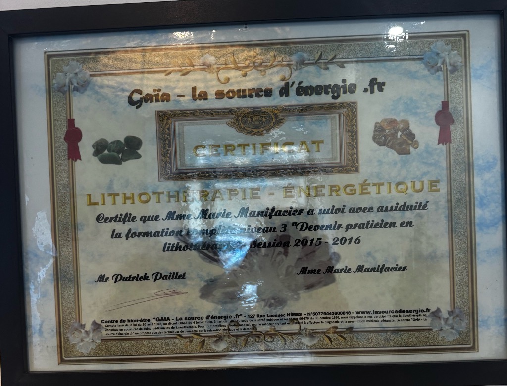 photo diplome Inaya Qi Résonance Subtile