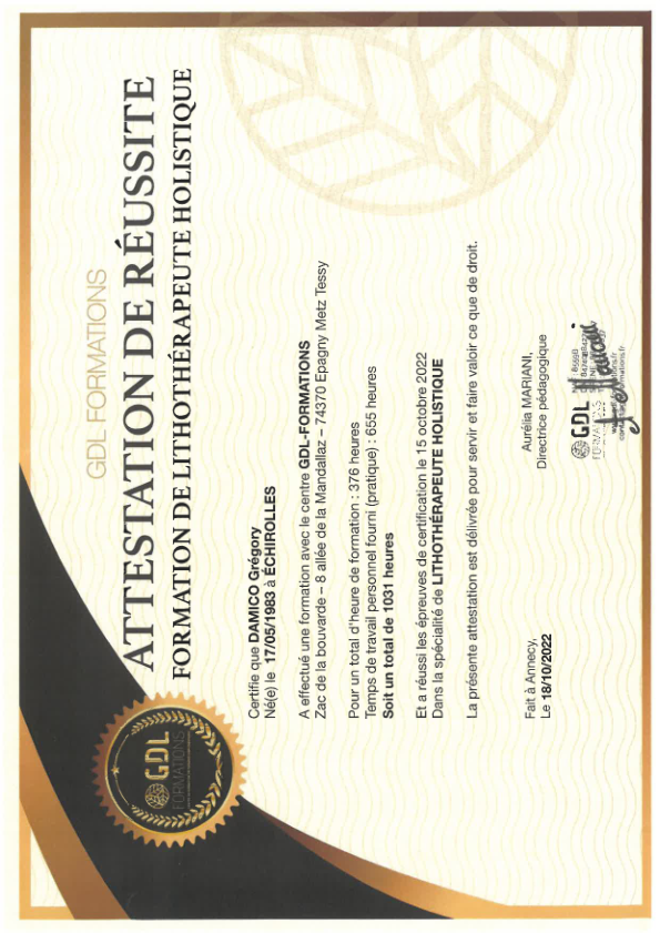 photo diplome EGREGOR - Coaching et développement personnel