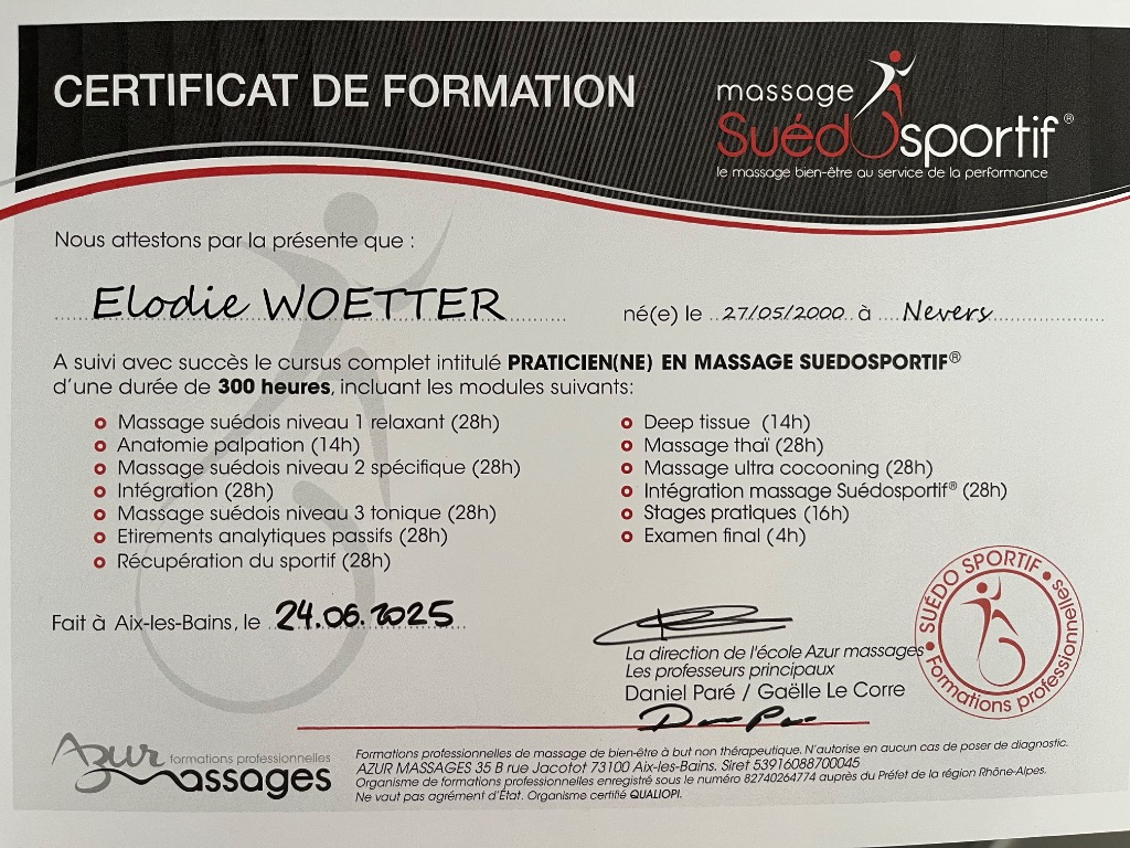 photo diplome Bodywork Massage 