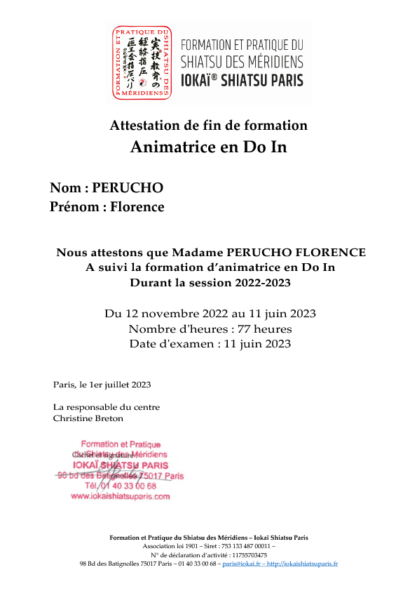 photo diplome Florence Pérucho