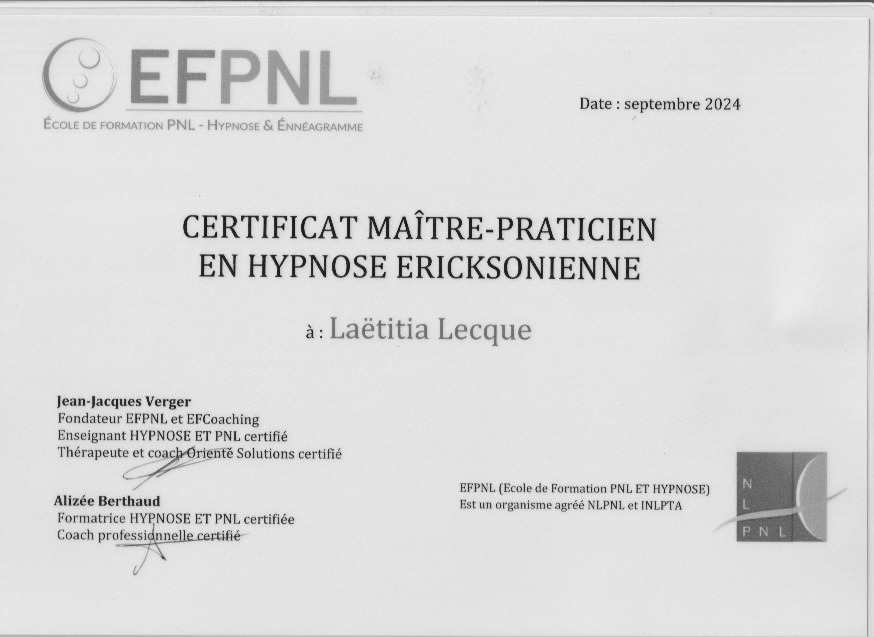 photo diplome Laetitia Lecque