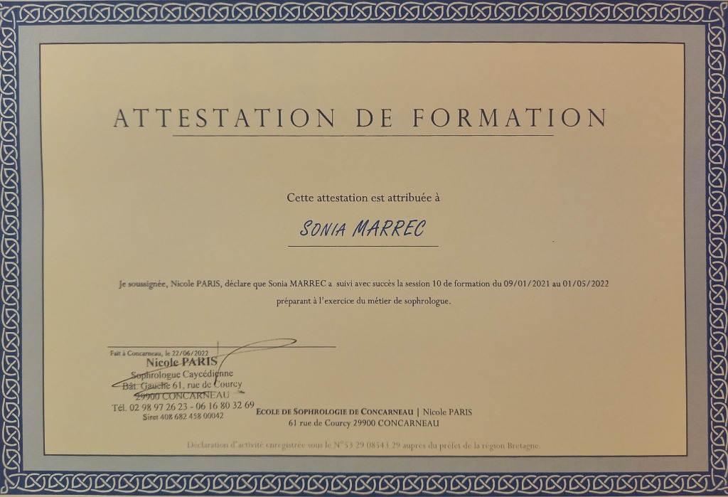 photo diplome Sonia MARREC