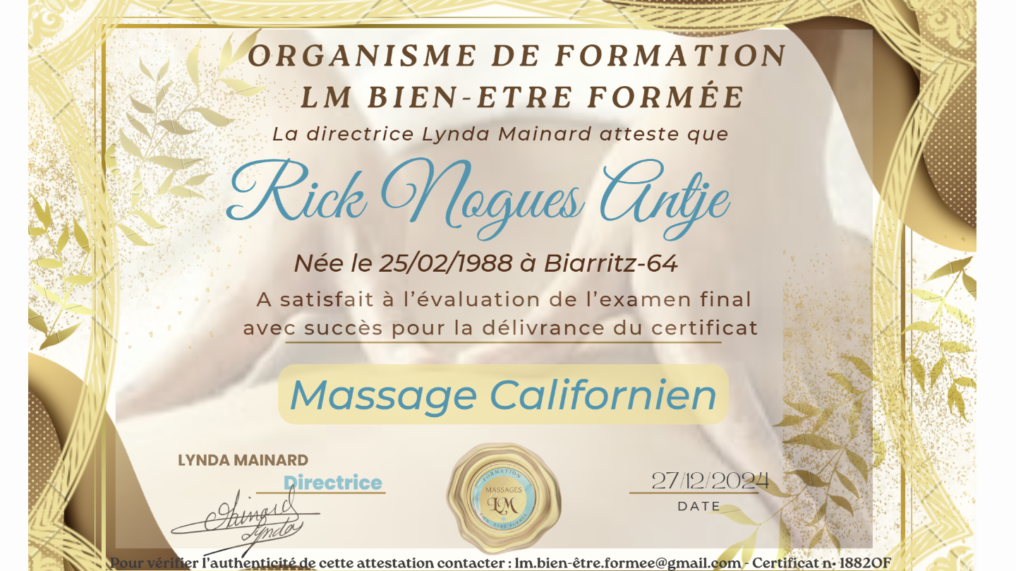 photo diplome Antje massage