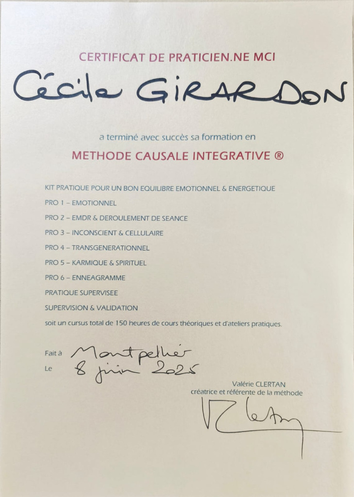 photo diplome Cécile GIRARDON - Vibre vers l’Equilibre