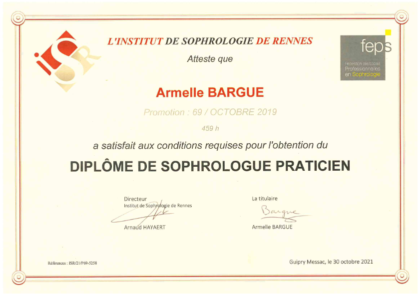 photo diplome BARGUE Armelle