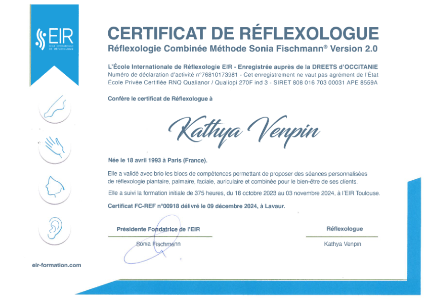 photo diplome Confort Zone - Kathya Venpin