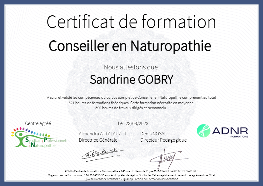 photo diplome Sandrine GOBRY