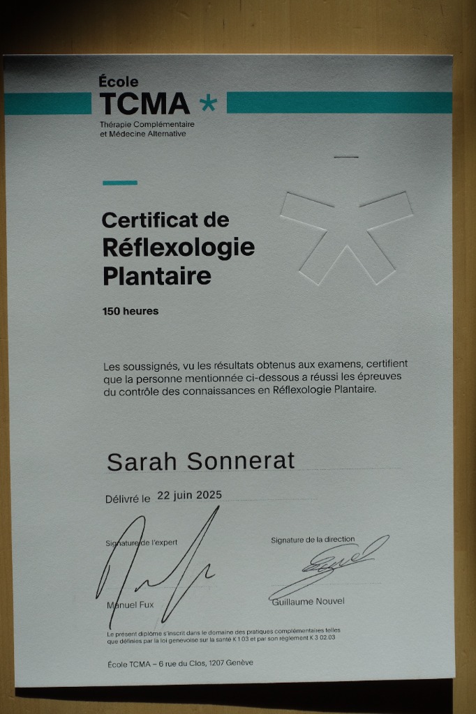 photo diplome Sarah Sonnerat - L’INSTANT PRESENT