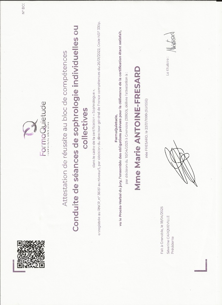 photo diplome Nova Sophrologie 88