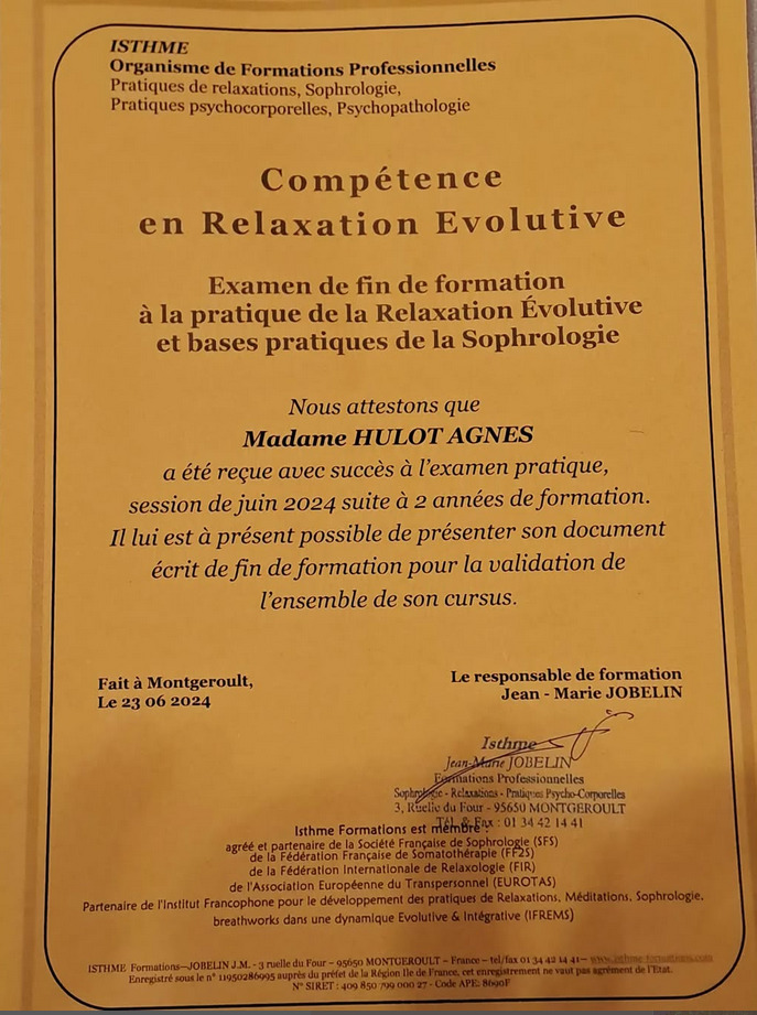 photo diplome Bien dans ma Bulle Agnès Hulot