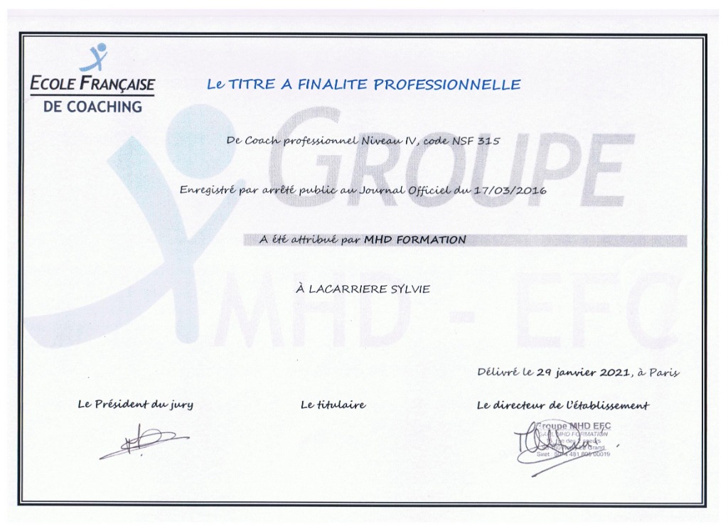 photo diplome Sylvie Lacarriére