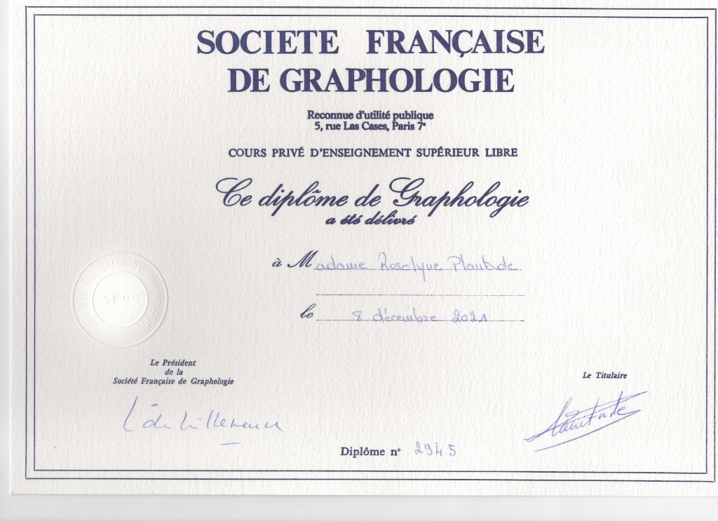 photo diplome Roselyne PLANTADE