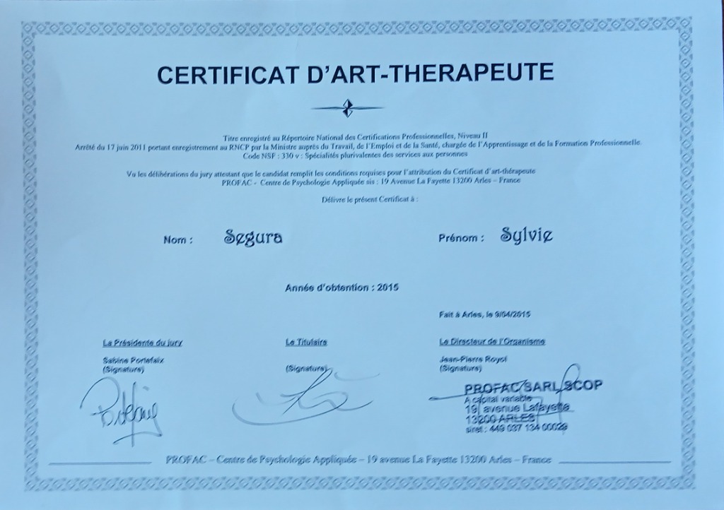 photo diplome Sylvie Ségura