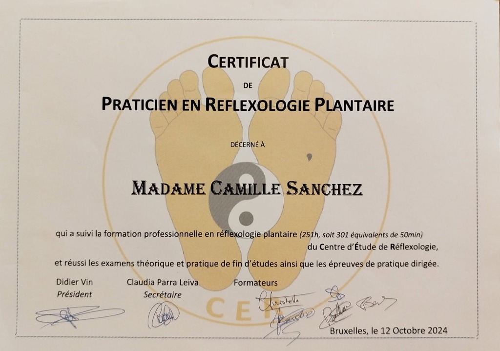 photo diplome Réflexologie en Provence 