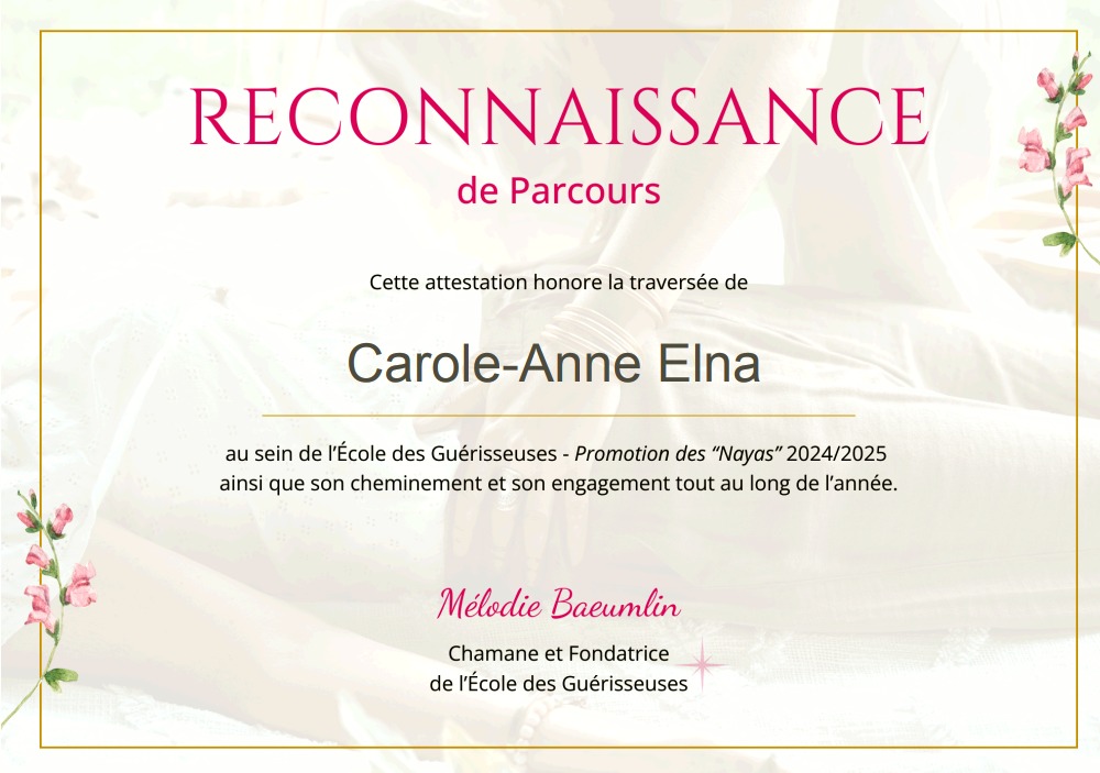 photo diplome ELNA Guérison