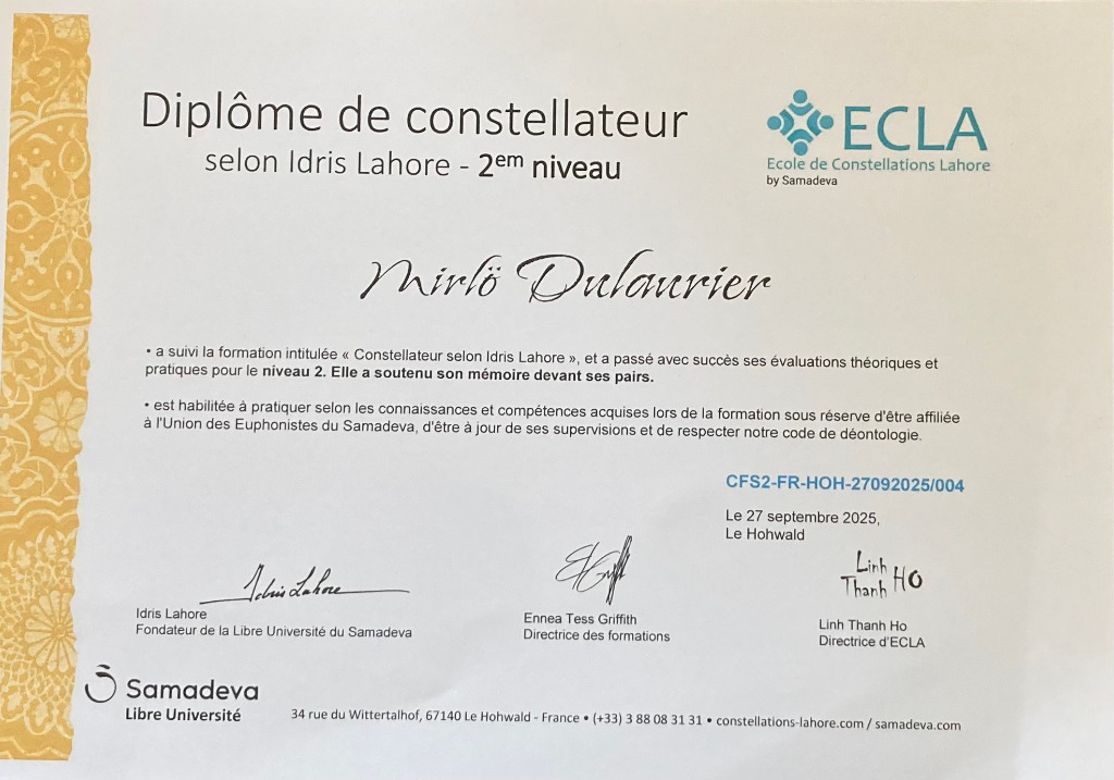 photo diplome Mirlö - Constellation